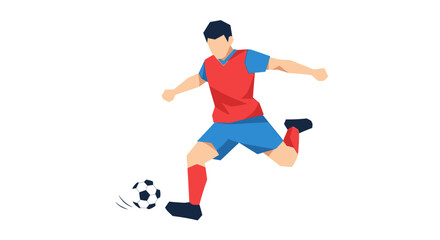 Obraz premium Soccer Player Kicking Ball, Action Shot, Flat Design