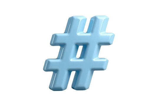 Hashtag social media icon creating connection, trending content, digital communication and online interaction in blue 3d render