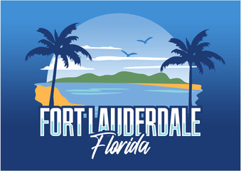 Fototapeta premium Fort Lauderdale Florida with charming natural scenery and palm trees