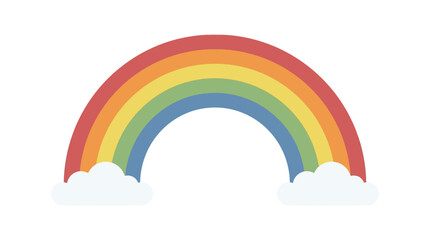 Rainbow drawing presents a multi-colored spectrum design anchored by two soft, rounded cloud shapes on a plain field. © Awais