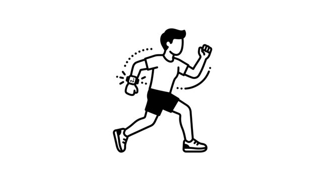 Illustration of a male runner wearing a smart watch for fitness tracking.