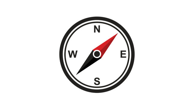 Compass points north with a clean cardinal direction design for navigation and travel concepts.