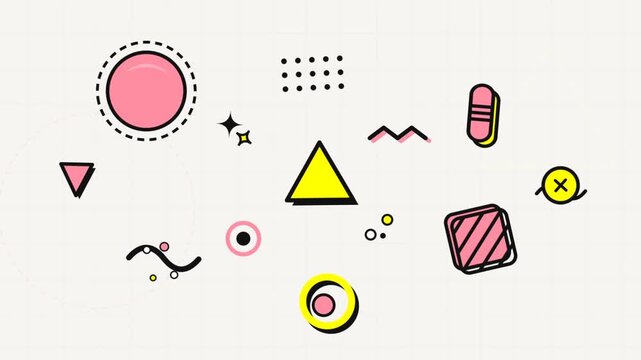 Colorful Memphis Abstract Geometric Shapes Motion Graphic Background