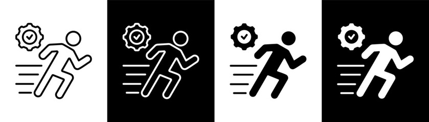 Action white and black icon set design © Ifanicon