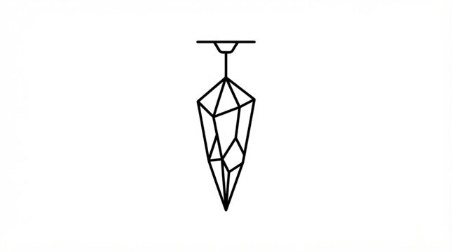 Minimalist geometric crystal pendant light fixture line art design for modern interior decor and abstract architectural graphic element for clean space