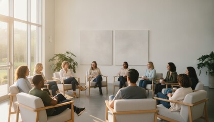 Obraz premium Diverse Group Participating in Supportive Community Meeting Circle