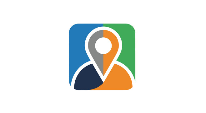 User profile icon with location pin for map navigation.