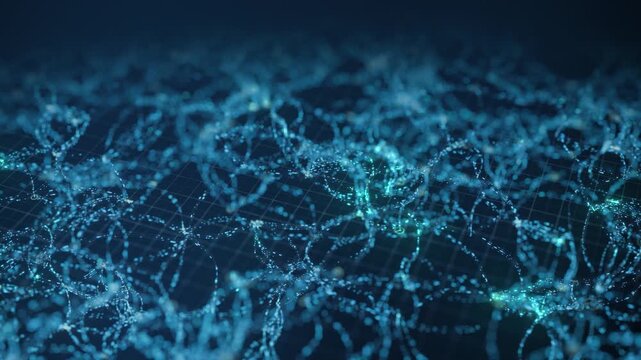 Abstract Blue Technology Field with Subtle Particle Flow - Big Data & Communication Background - 4K