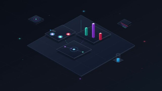 Isometric Data Analytics and Business Statistics Dashboard Animation
