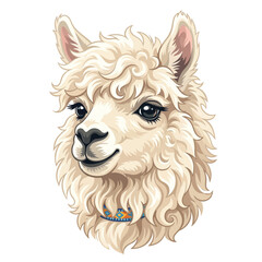 Obraz premium Cute Fluffy Llama Portrait Illustration with Decorative Collar