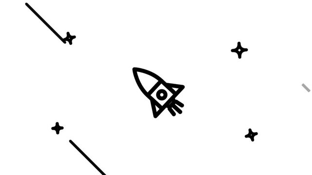 Minimalist Rocket Ship Animation Flying through Space Stars