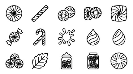 Corporate Minimalist Black and White Line Art Icons Set of Citrus Spices and Preserved Food Illustrations for Branding Websites or Presentations © Septi