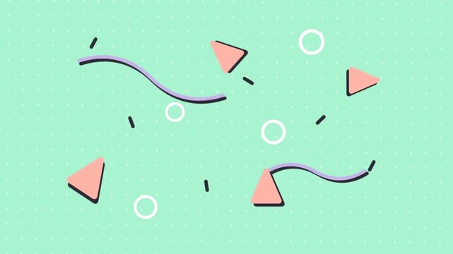 Abstract Memphis Style Geometric Motion Graphics Background