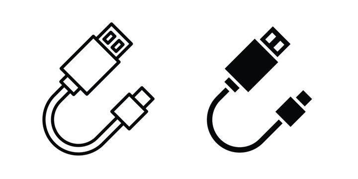 USB cable icon editable artwork group. EPS10
