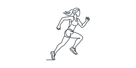 Obraz premium Continuous single line drawing of a woman running fast.