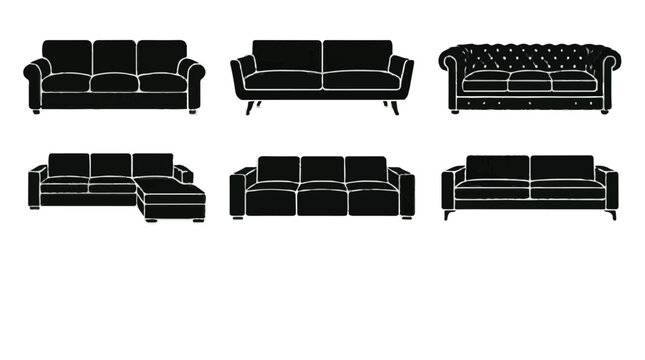 Silhouette of a modern sofa set
