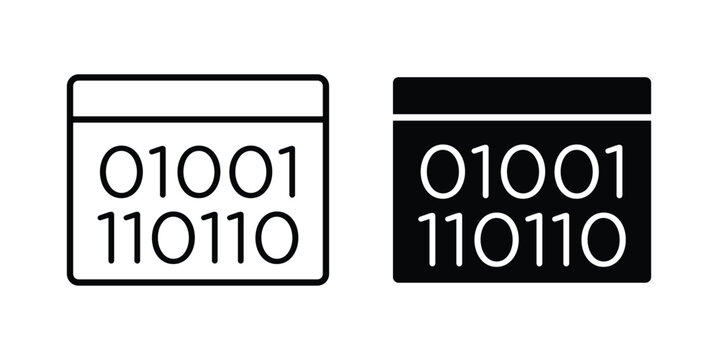 Binary code icon line graphics series. EPS10