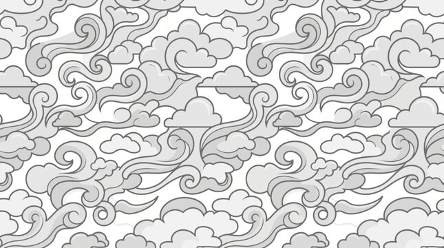 Stylized oriental cloud pattern with seamless swirling shapes