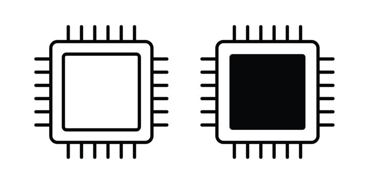 Microprocessor icon line graphics series. EPS10