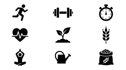 Fototapeta premium Fitness icons and healthy lifestyle symbols.