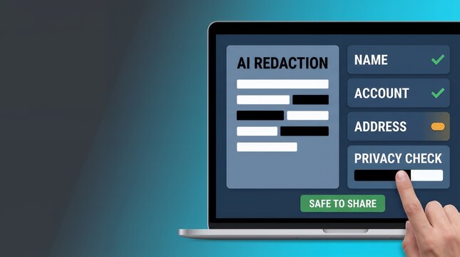 Ai trust implementation featuring a responsible AI data redaction interface with manual privacy verification