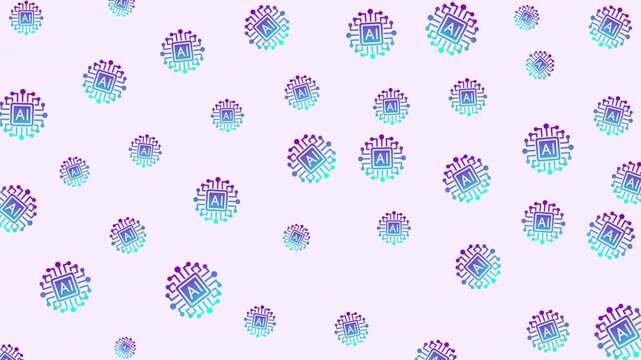 AI microchip tech seamless loop background. Futuristic gradient processor pattern animation for video editing.