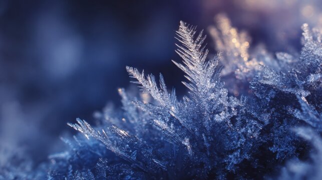 Intricate Frozen Methane Ice Crystals Forming Delicate Structures in Cold Environments
