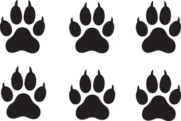 Black animal paw prints on transparent background isolated on transparent background © Riponislam
