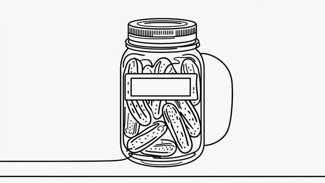 line art of pickle jar on white background illustration.ai 