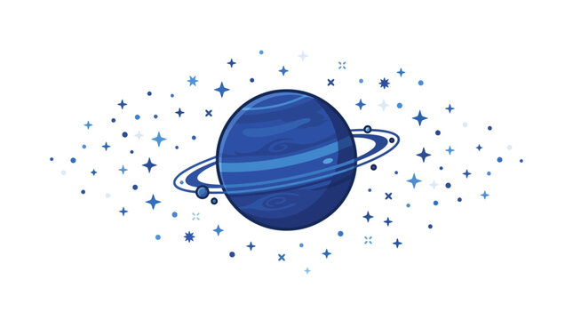 Pixel Art Planet with Rings and Stars Isolated on White