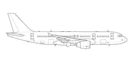 Commercial Passenger Airplane Side View Outline Vector © AAS CREATIVE