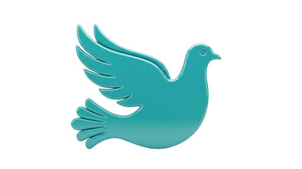 Fototapeta premium Teal dove icon isolated on white. Flying bird symbol for peace and freedom concepts.