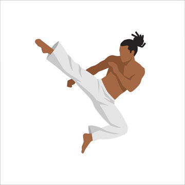 Man Performing Capoeira Kick in Mid-Air, Martial Arts, Dance, Acrobatics