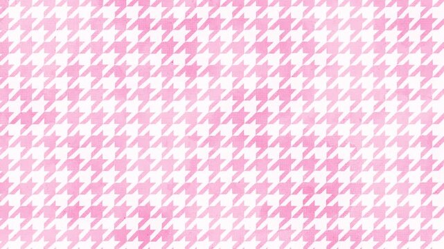 Hand drawn houndstooth pattern background video: fine pattern, pink, loop