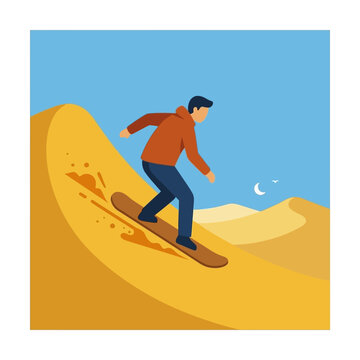 Man Sandboarding Down a Dune