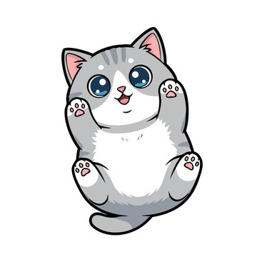 Cute tabby cat character asset sheet with expressions and poses