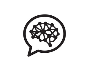 Minimalist speech bubble with brain design symbolizing ideas. Creative thought icon for communication and innovation concepts. © Faisal