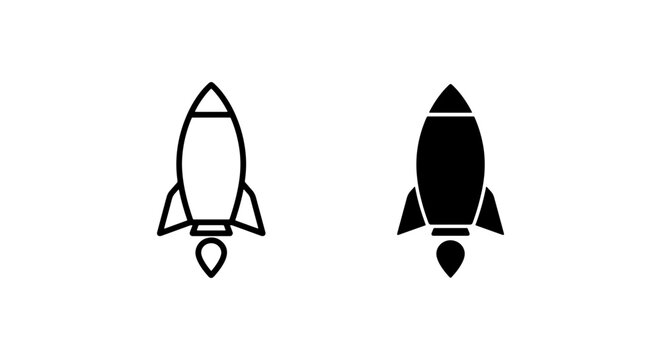 Rocket Ship Icons, Spacecraft Vector Graphics, Futuristic Exploration Symbols