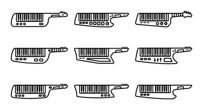 Keytar Vector Icons: Musical Instruments, Electronic Keyboards, Synth Guitars