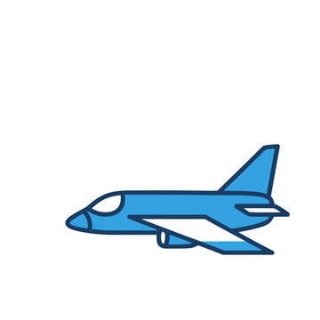Blue jet airplane icon