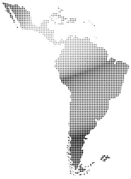 map Map of Latin America on a white background for infographics, style halftone