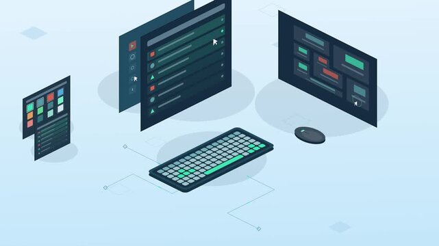 Dynamic web design studio animation showcasing colorful elements and fluid transitions