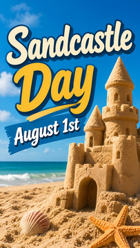 Sandcastle Day August 1st Beach Poster