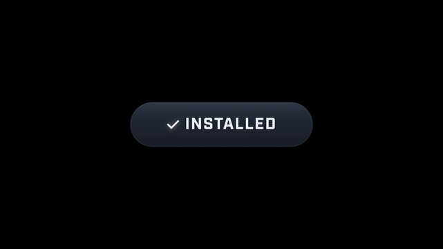 Modern Install App Button CTA with Green Pill Cursor Click and Checkmark Swap Animation on Black Background 4K Luma Key Overlay