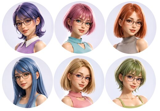 Realistic 3D Female Avatars with Glasses Based on Original Hand-Drawn Artwork