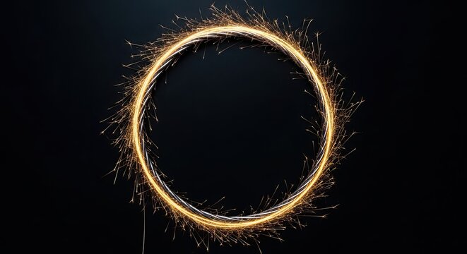 Sparkler Circle Light Painting on Dark Background