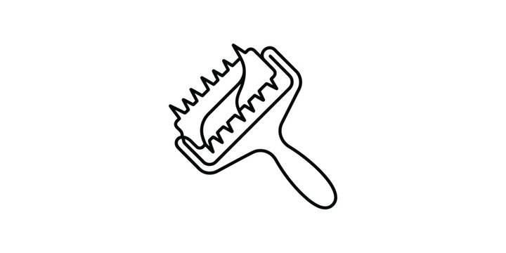 Minimalist continuous line drawing of a kitchen pastry dough docker tool.