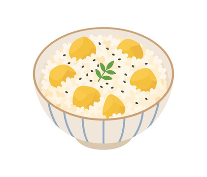 栗ご飯,フラットイラスト