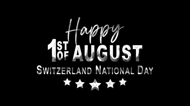 Happy switzerland national day with five stars on a black background. Perfect for swiss national day social media posts.
