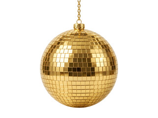 Obraz premium Golden disco ball isolated on transparent background